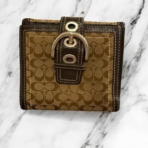 COACH Vintage Y2K Signature Brown Buckle Bifold Wallet